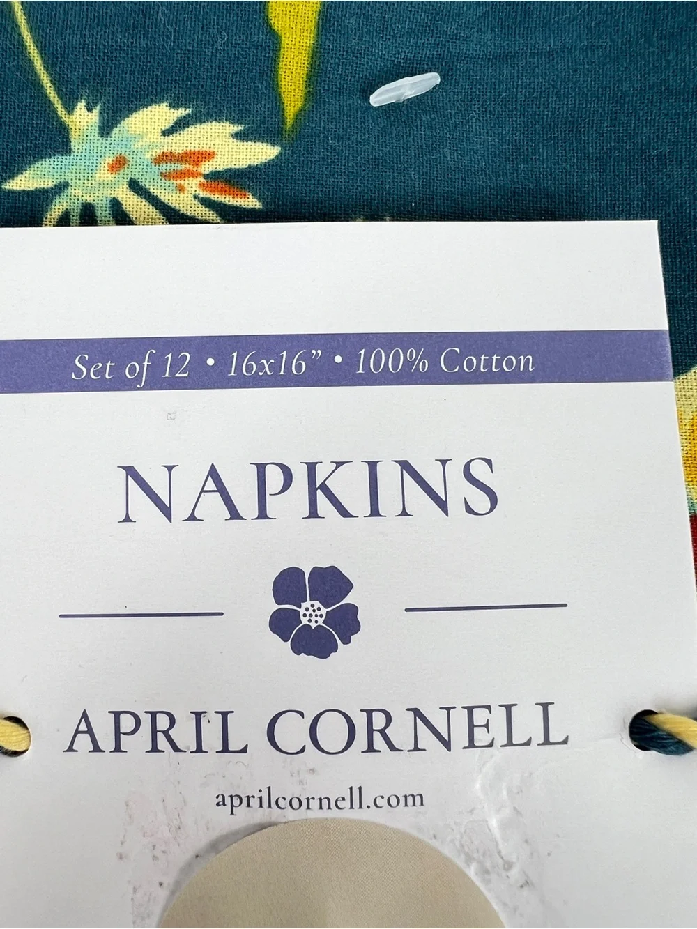April Cornell Floral Dinner Napkins Marguerite Teal Yellow Orange 12 Pc NEW
